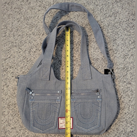 BNWT - True Religion Light Blue Denim Tote/Crossbody/Shoulder/Beach/School Bag - Picture 12 of 15